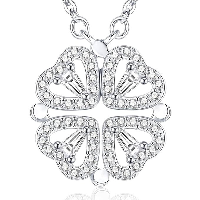 Kleeblatt Herzkette 925 Silber