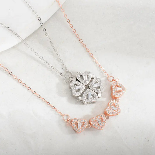 Kleeblatt Herzkette 925 Silber