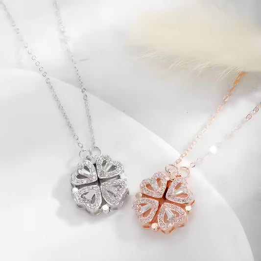 Kleeblatt Herzkette 925 Silber